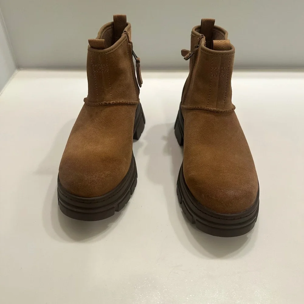 UGG Ashton Ankle Boots Chestnut Brown Suede Waterproof Lug Sole 1135017 Mens 7
